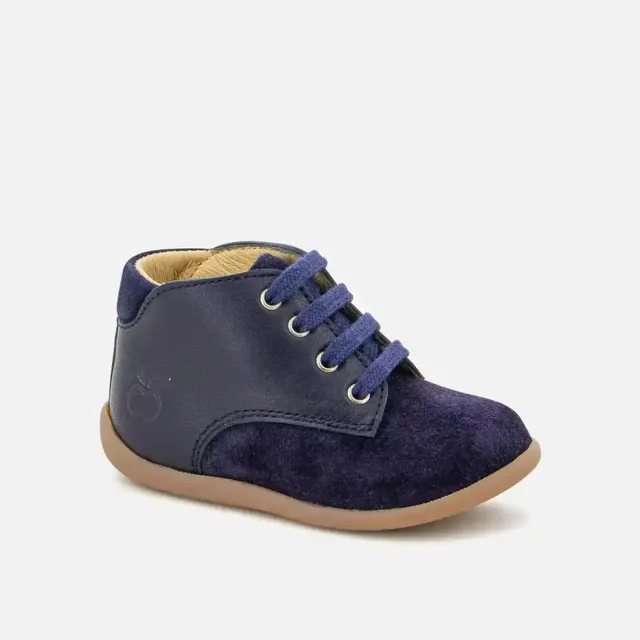 pom-d-api-stand-up-derby-premiers-pas-marine-cuir-lisse-velours image 1