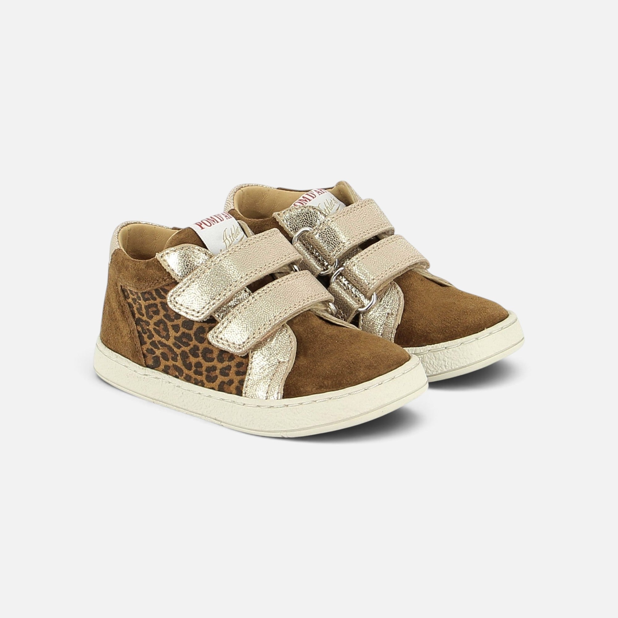 pom-d-api-mousse-easy-top-basket-cuir-velours-baby-leo-miel-naturel-fille image 1