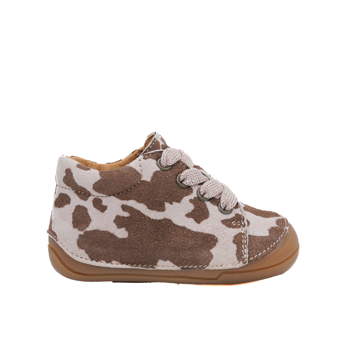 babybotte-zoha-chaussure-premiers-pas-fille-rose-imprim-vache image 1