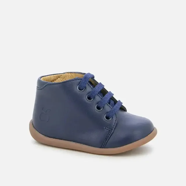 pom-d-api-stand-up-bottine-premiers-pas-cuir-bleu-marine image 1