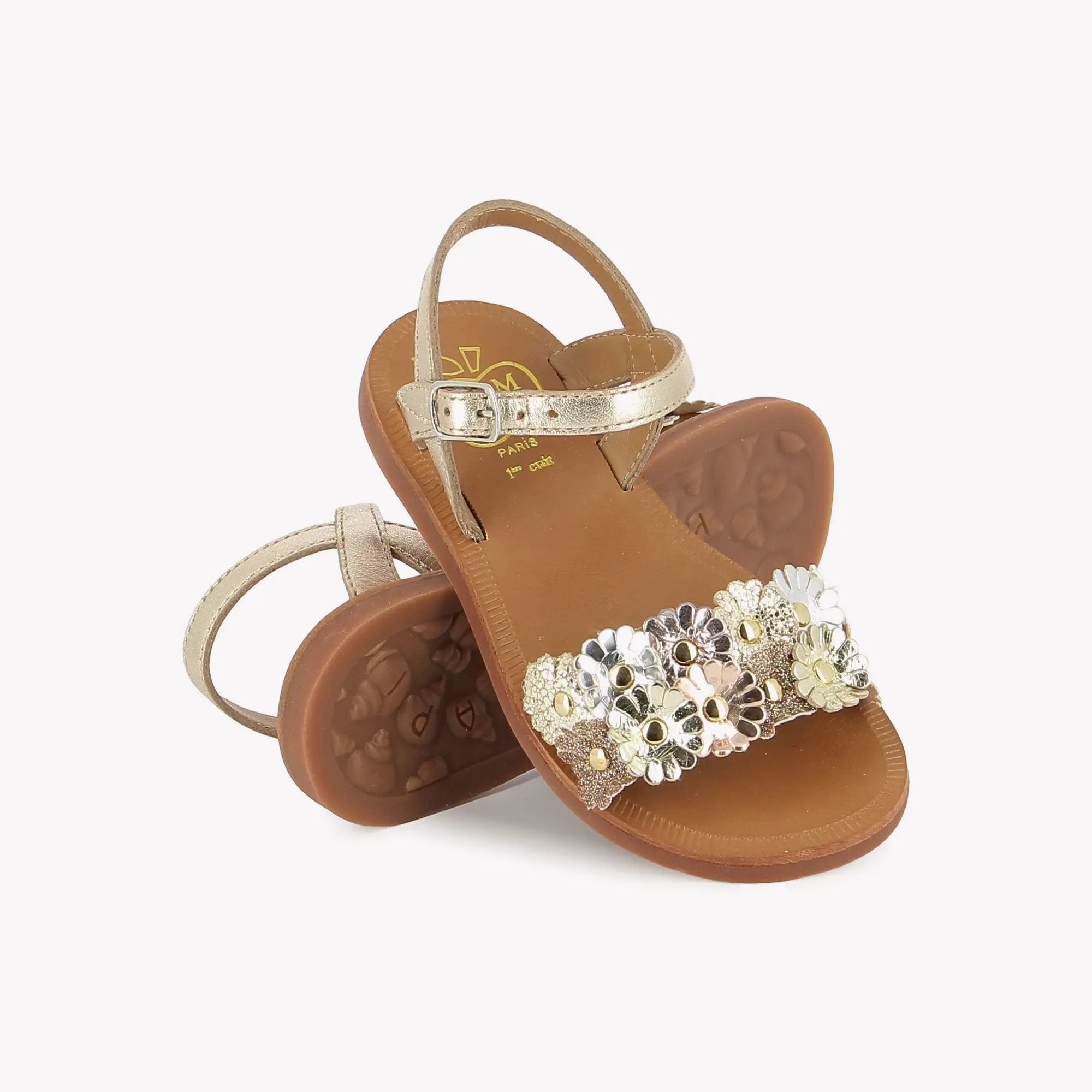 pom-d-api-plagette-multi-flo-sandales-fille-platine-laminato image 2