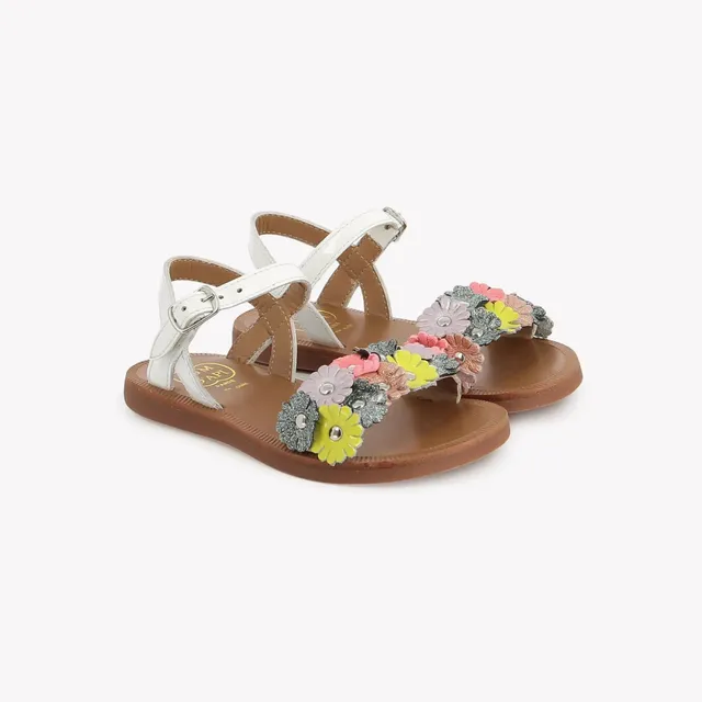 pom-d-api-plagette-multi-flo-sandale-fille-cuir-blanc-multi-vernis image 1