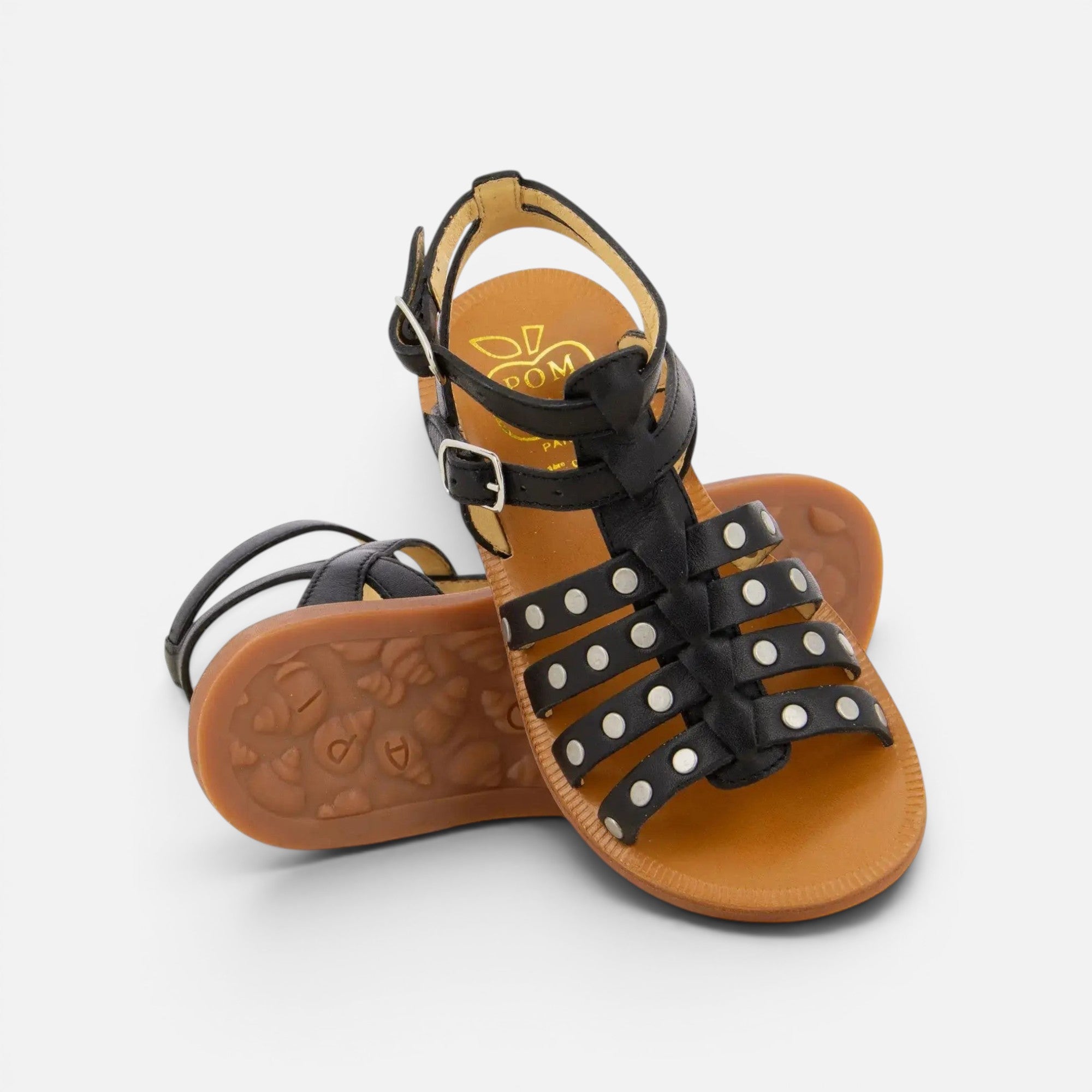 pom-d-api-plagette-stud-sandale-fille-noir-nappa image 2