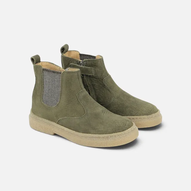 pom-d-api-trix-jod-zip-nubuck-grain-kaki-bottine-enfant-gar-on image 1