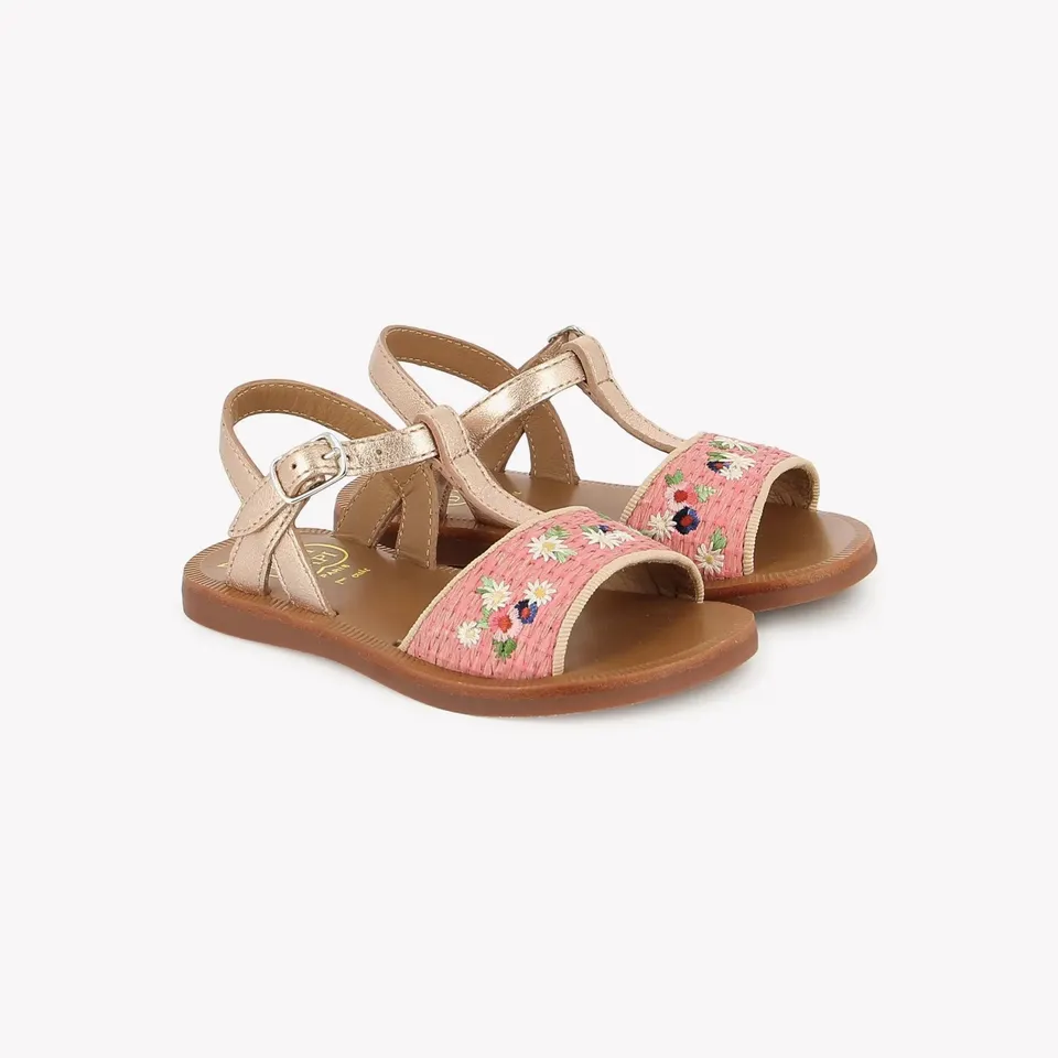 pom-d-api-plagette-raphia-brod-azalea-cuivre-sandale-fille image 1