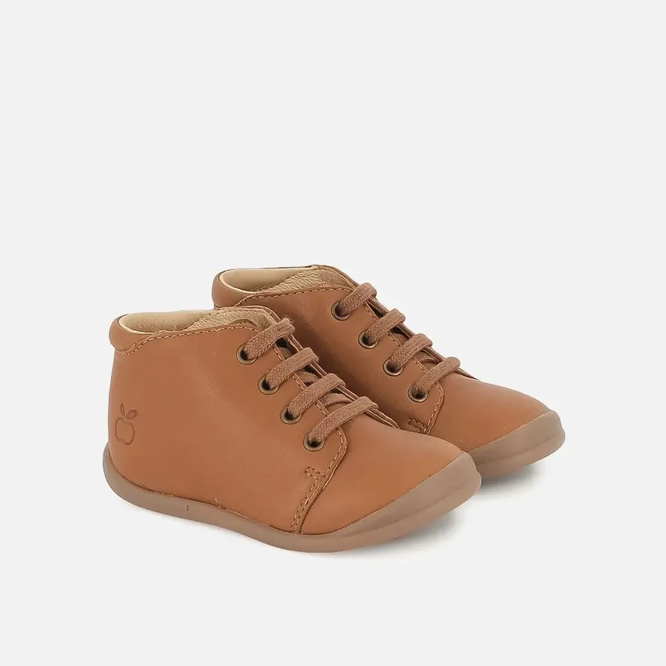 pom-d-api-flex-up-bottine-chaussure-premiers-pas-gar-on-camel-lacets image 1