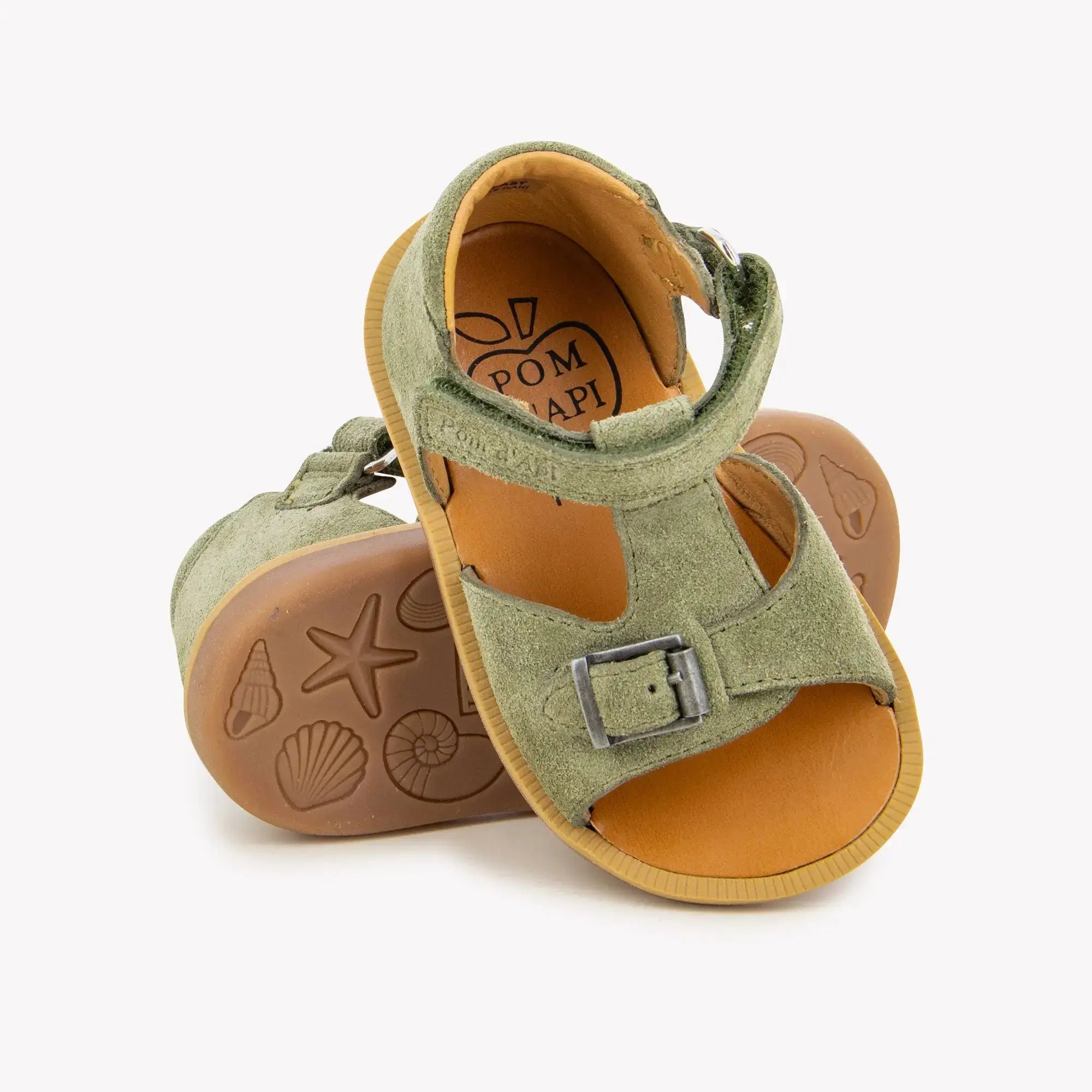 pom-d-api-poppy-easy-sandale-premiers-pas-velours-kaki image 2
