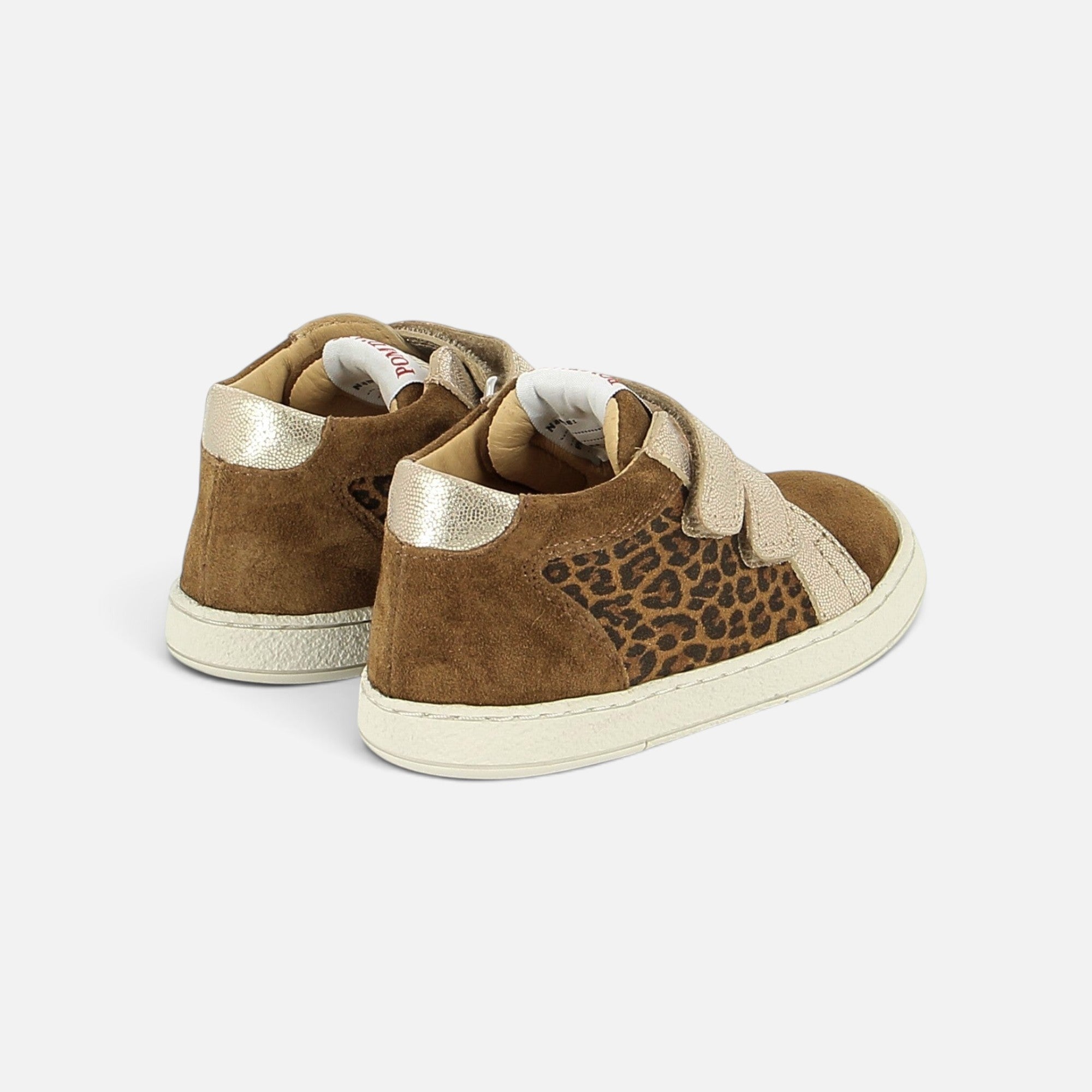 pom-d-api-mousse-easy-top-basket-cuir-velours-baby-leo-miel-naturel-fille image 2