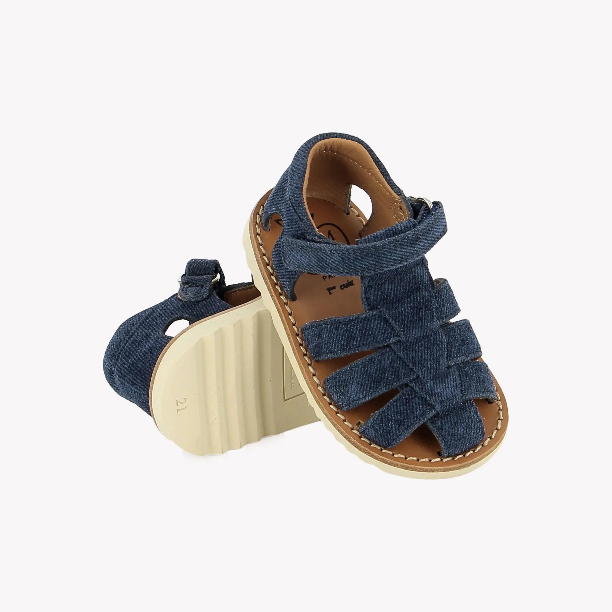pom-d-api-waff-papy-sandale-gar-on-cuir-denim image 3