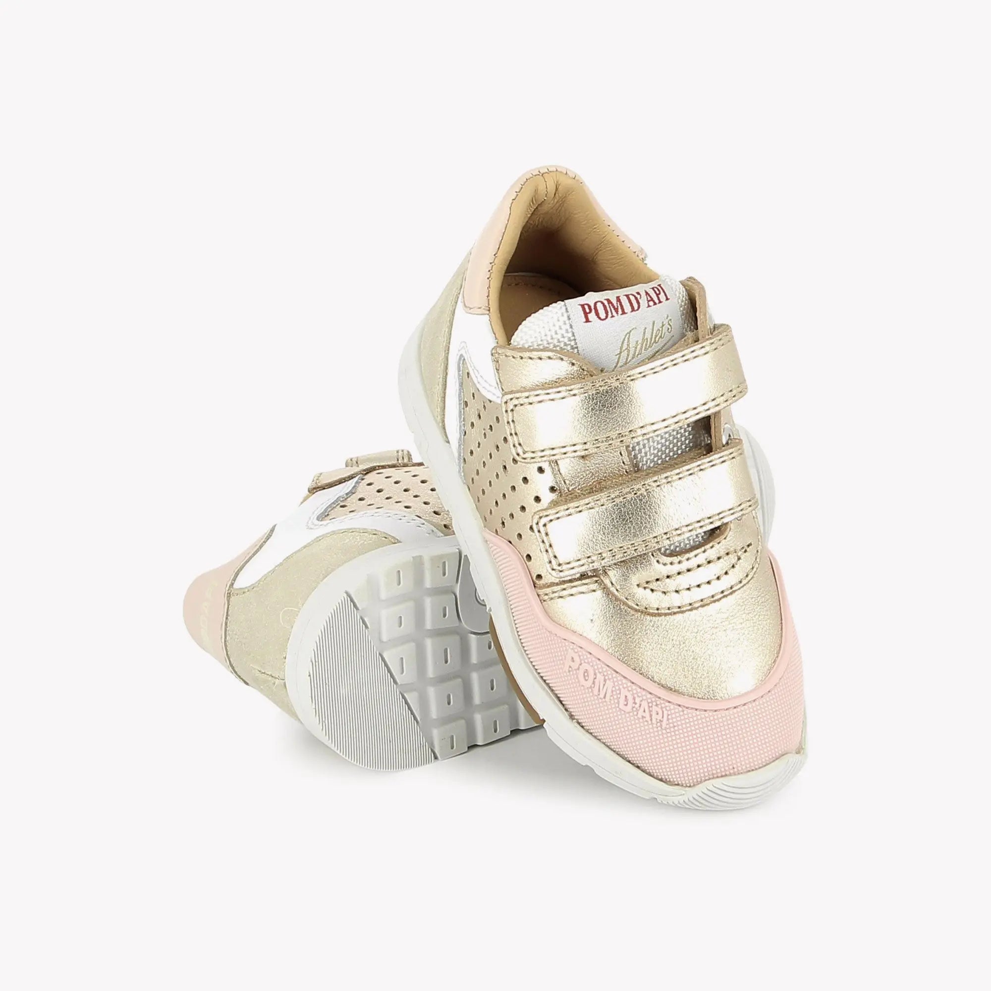 pom-d-api-pouss-bump-perfo-basket-fille-platine-blanc-rose image 2