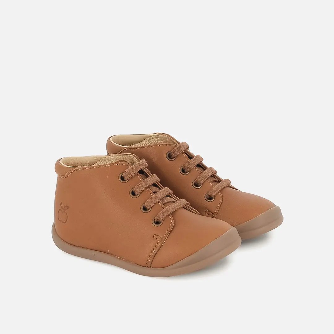 pom-d-api-flex-up-bottine-chaussure-premiers-pas-gar-on-camel-lacets image 1