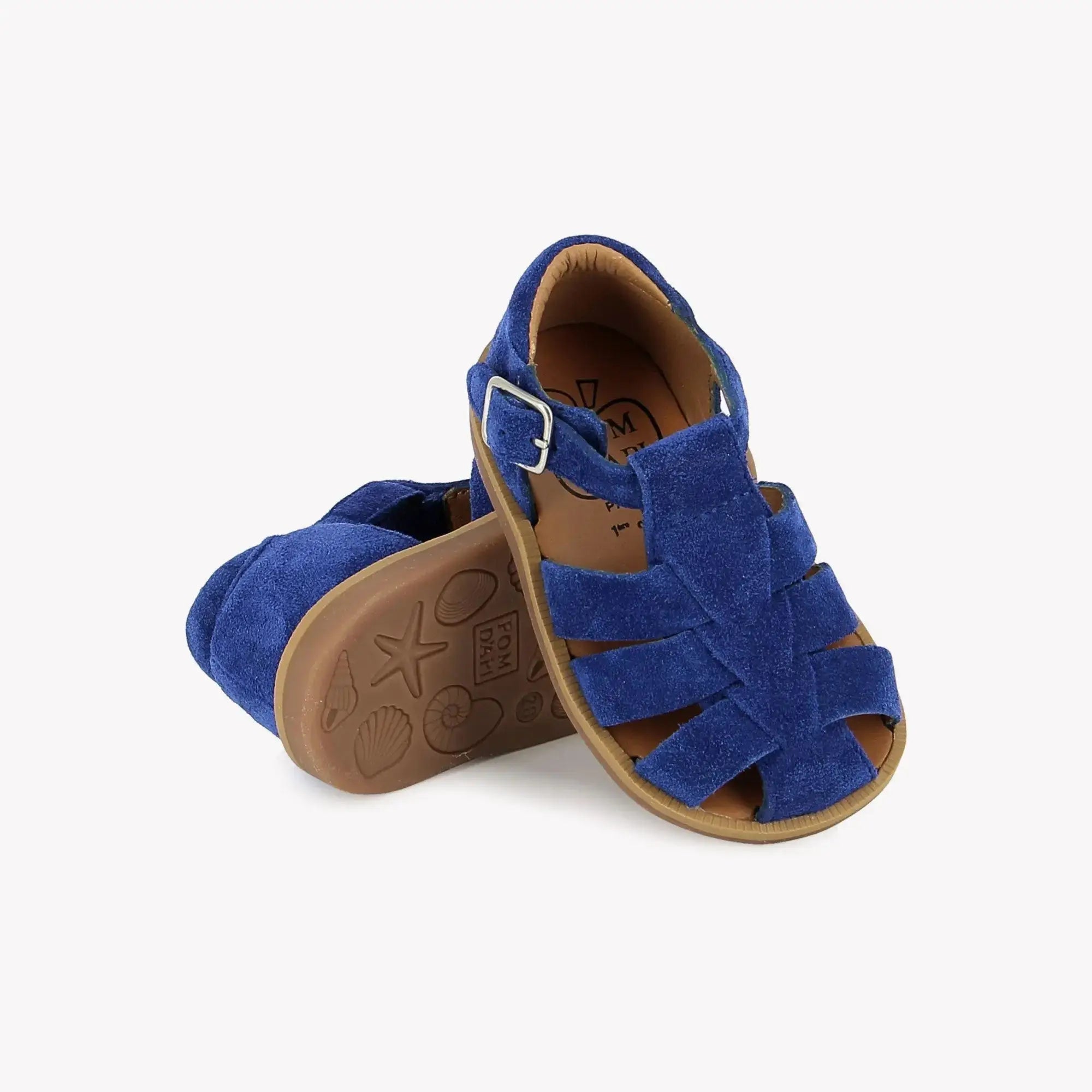 pom-d-api-poppy-daddy-velours-bleu-electric-sandale-premiers-pas-gar-on image 2