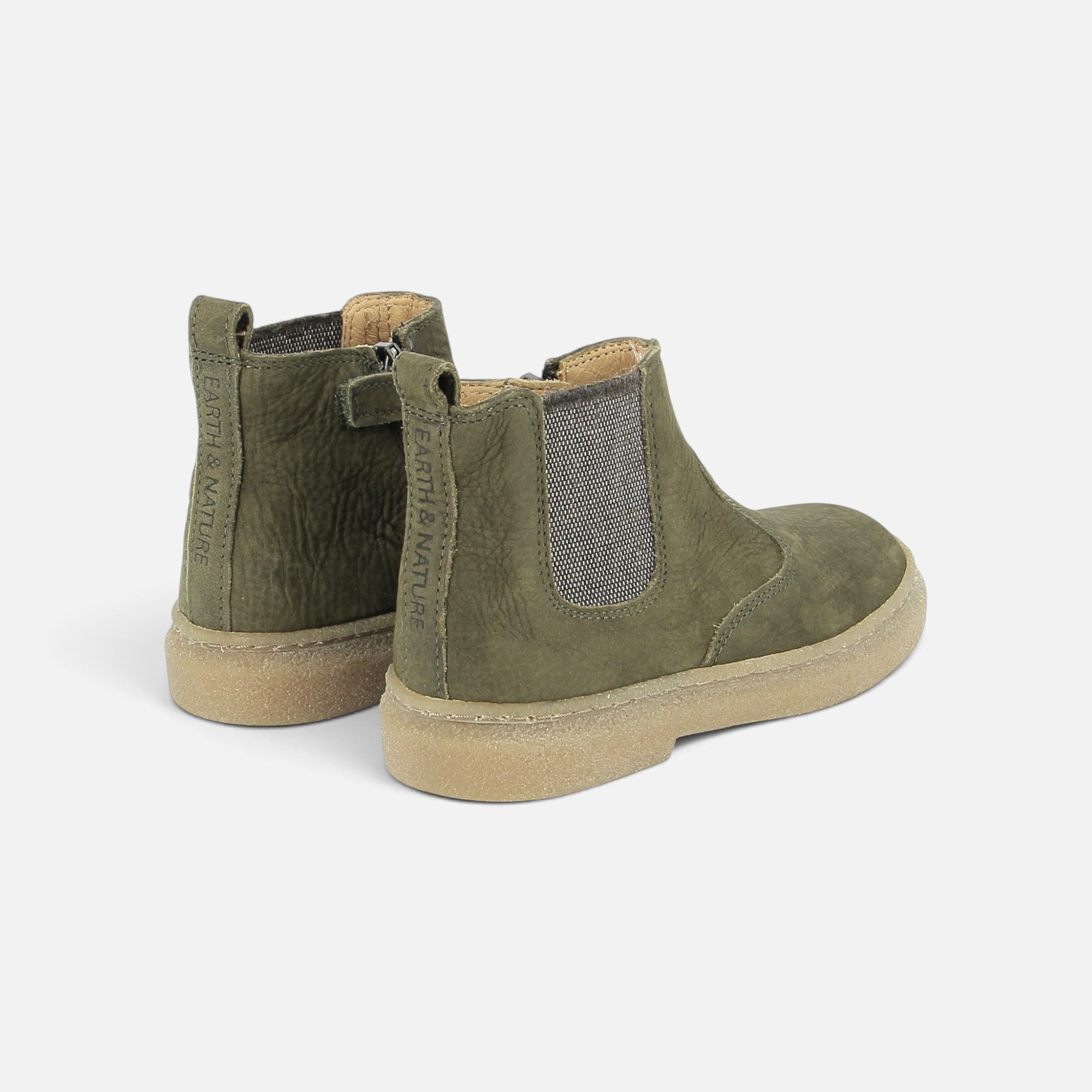 pom-d-api-trix-jod-zip-nubuck-grain-kaki-bottine-enfant-gar-on image 2