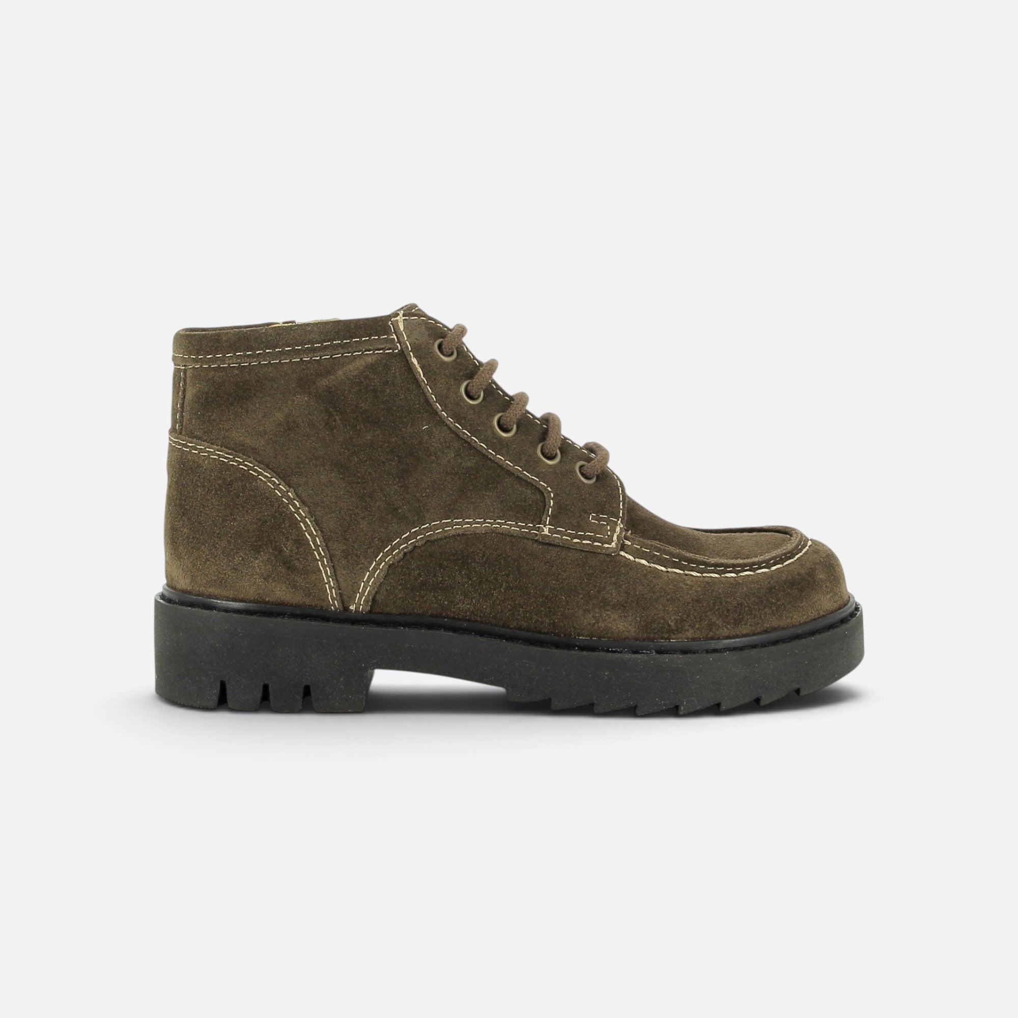 pom-d-api-sid-lace-plato-chaussure-gar-on-cuir-velours-vert-semelle-noire image 4