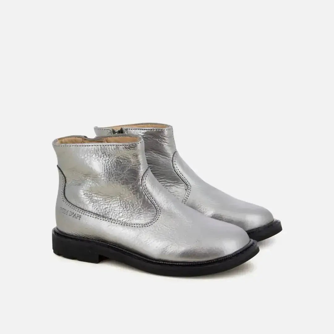 pom-d-api-sister-boots-sl-bottine-enfant-argent-cuir-m-tallis-zip image 1