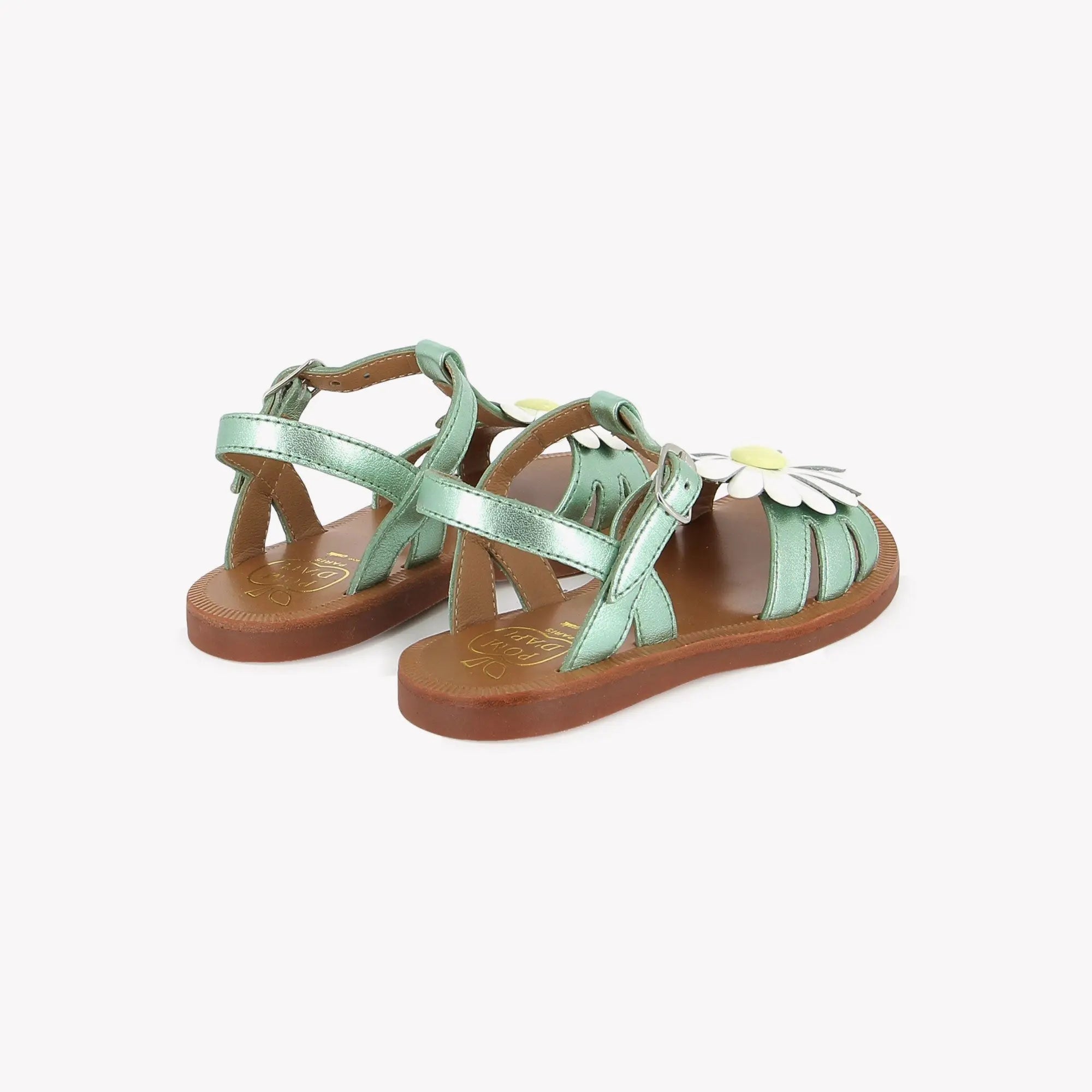 pom-d-api-plagette-big-flo-sandale-fille-laminato-vert-d-eau image 3