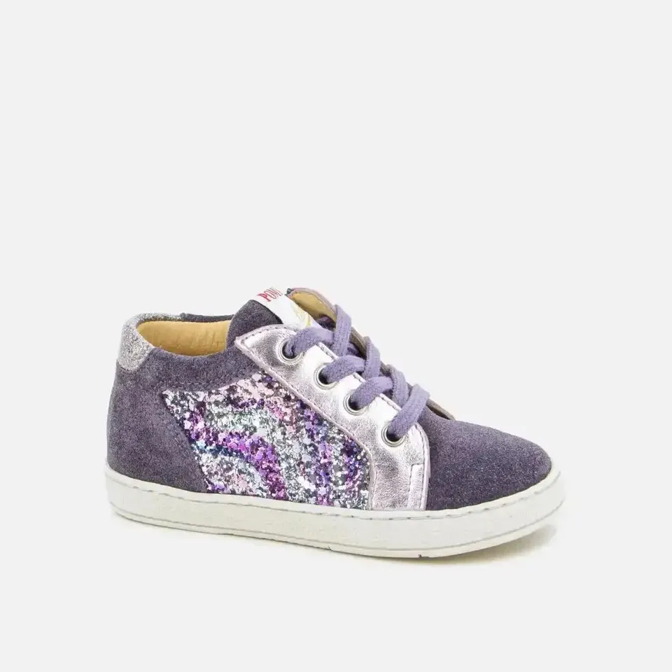 pom-d-api-mousse-zip-top-basket-premiers-pas-argent-violet-clematis-fille image 1