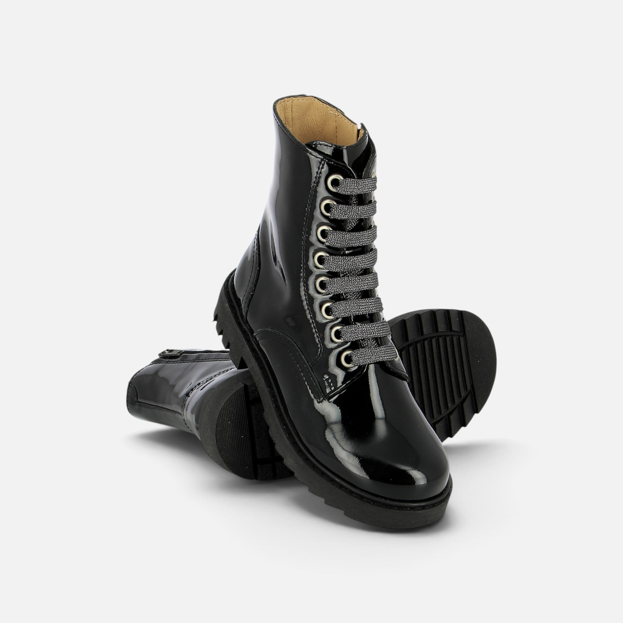 pom-d-api-sid-ranger-boots-vernis-noir-semelle-noire-fille image 3