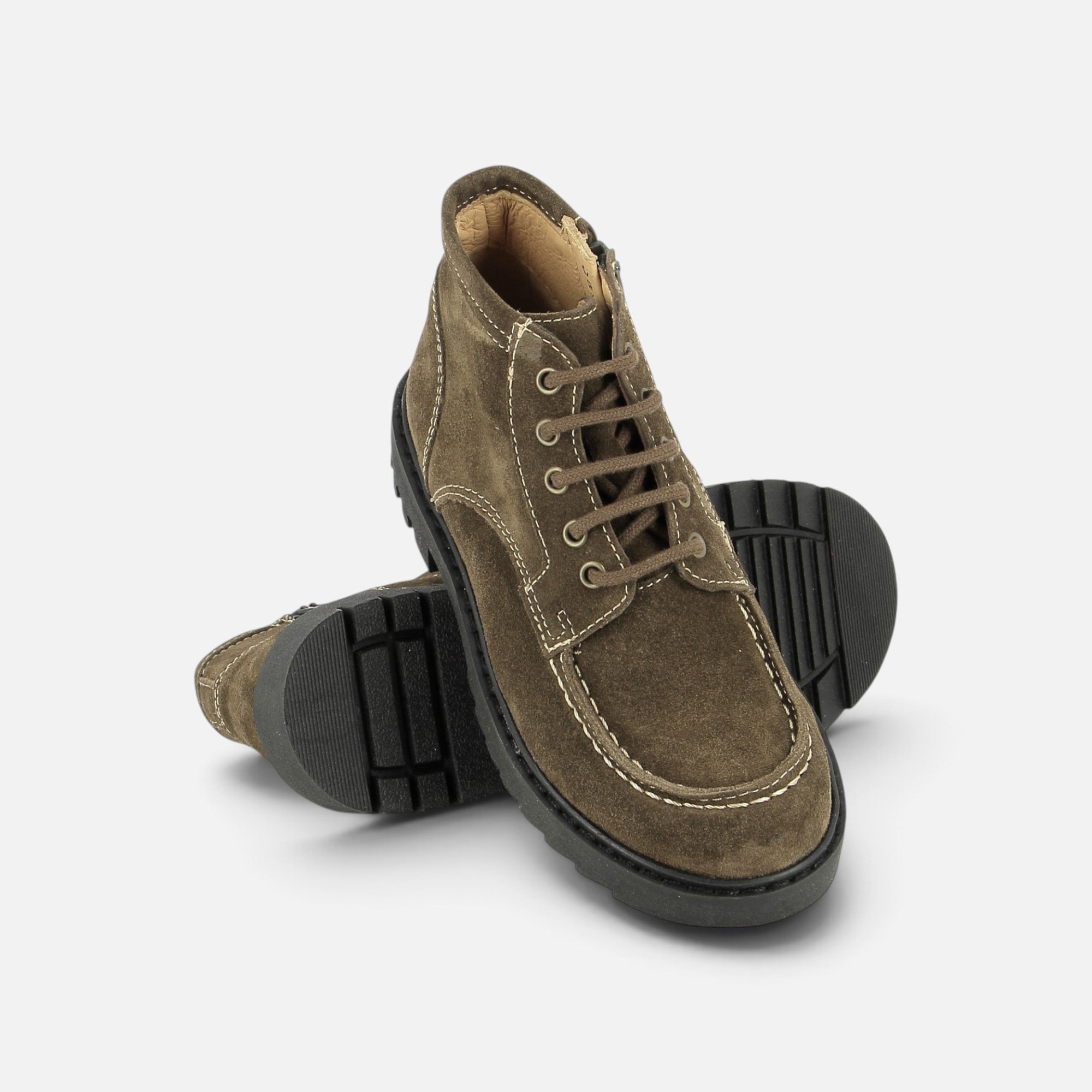 pom-d-api-sid-lace-plato-chaussure-gar-on-cuir-velours-vert-semelle-noire image 3