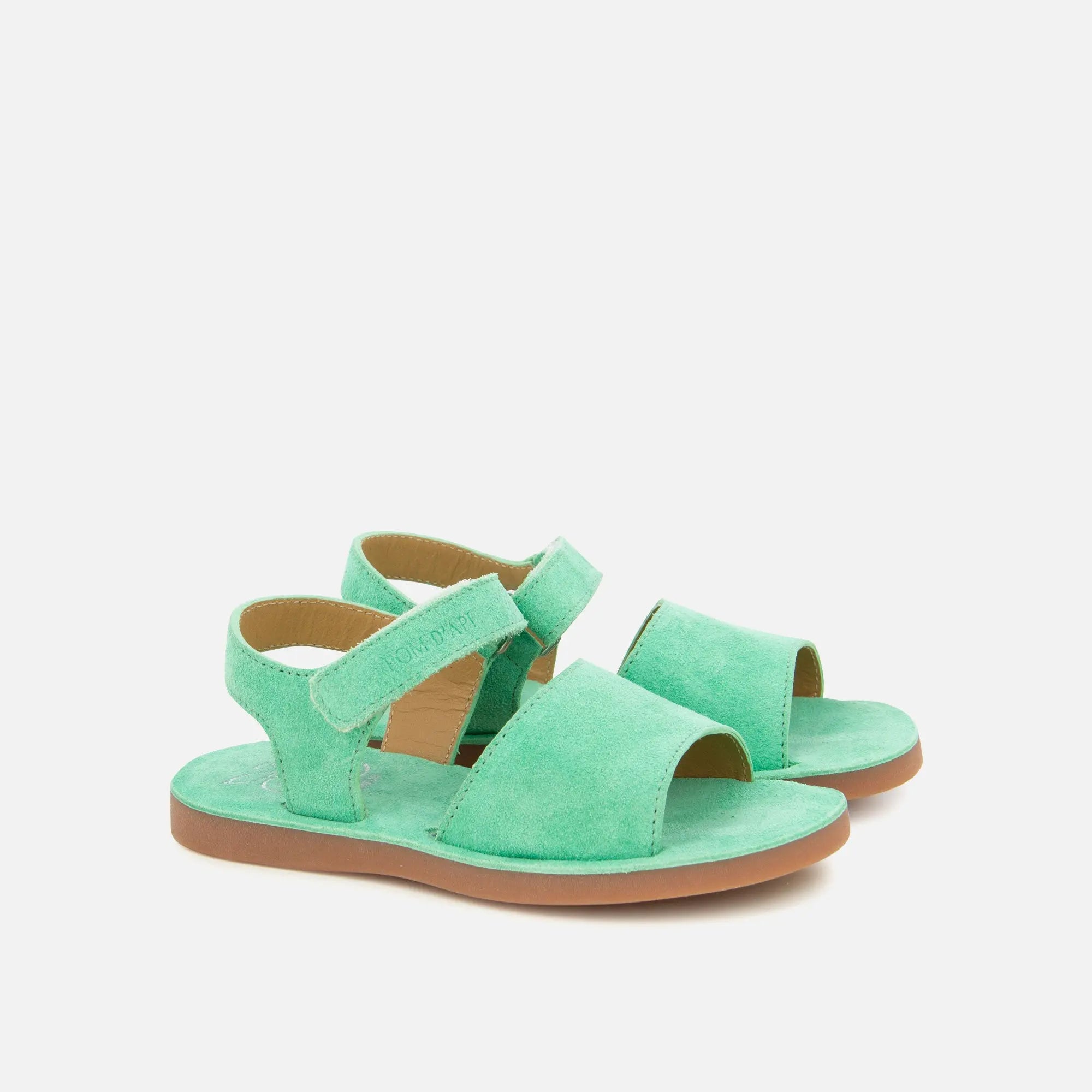 pom-d-api-plage-air-easy-sandale-gar-on-cuir-velours-vert image 1