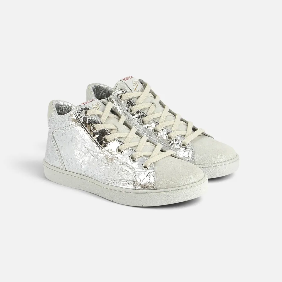 pom-d-api-top-touch-lace-sneaker-fille-silver-blanc image 1