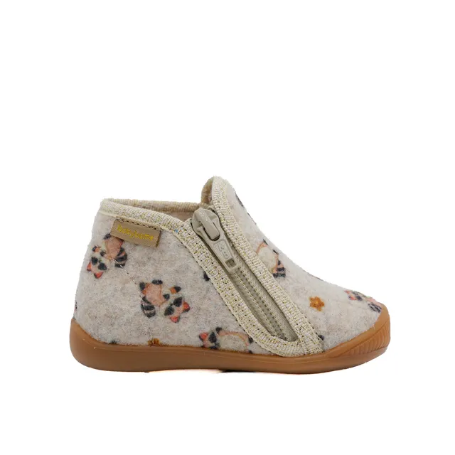 babybotte-pierette-zip-chausson-b-b-fille-laine-beige-animaux image 1