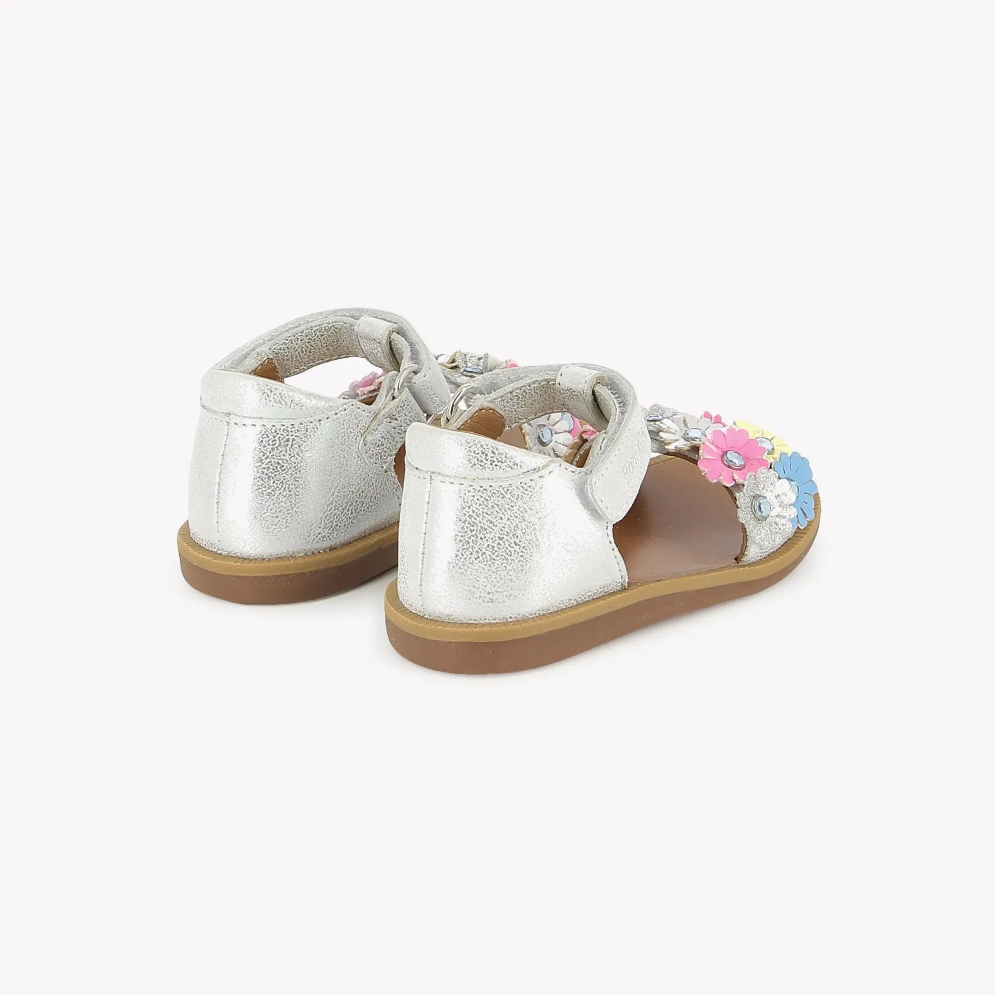 pom-d-api-poppy-strass-flowers-sandale-premiers-pas-fille-silver-multi image 3