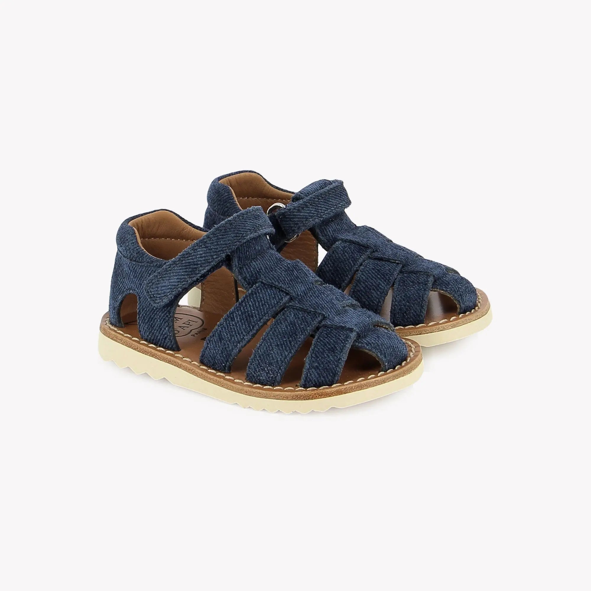 pom-d-api-waff-papy-sandale-gar-on-cuir-denim image 2