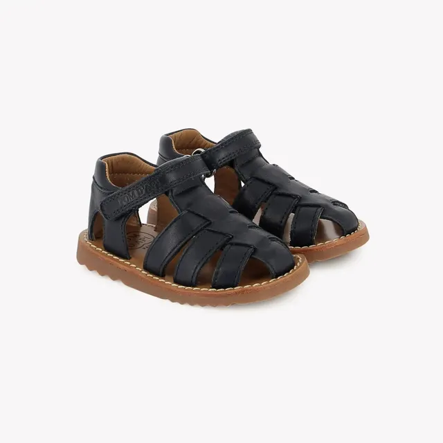 pom-d-api-waff-papy-sandale-premiers-pas-gar-on-marine-nappa image 1