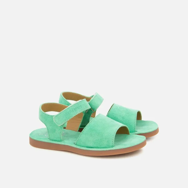 pom-d-api-plage-air-easy-sandale-gar-on-cuir-velours-vert image 1