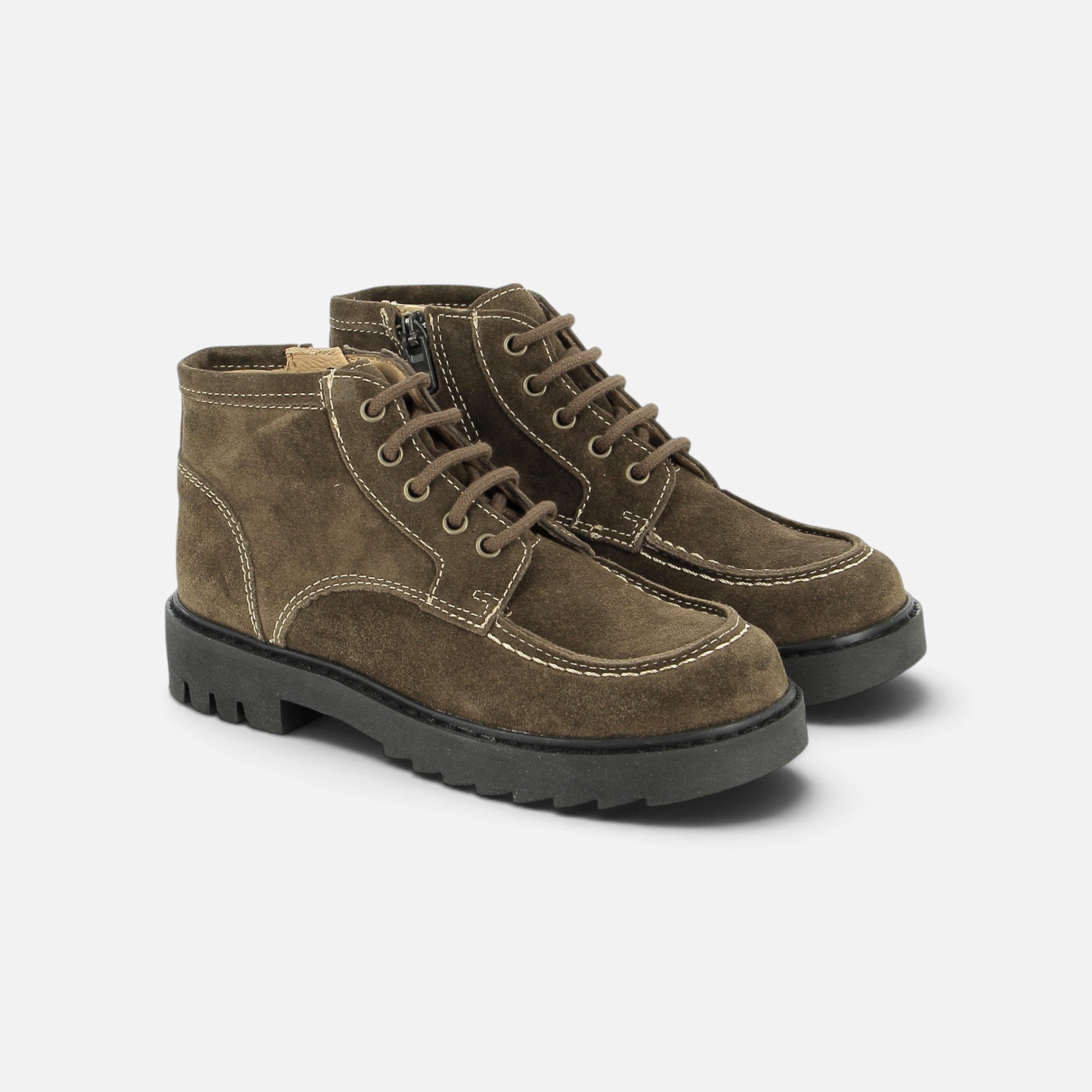 pom-d-api-sid-lace-plato-chaussure-gar-on-cuir-velours-vert-semelle-noire image 1