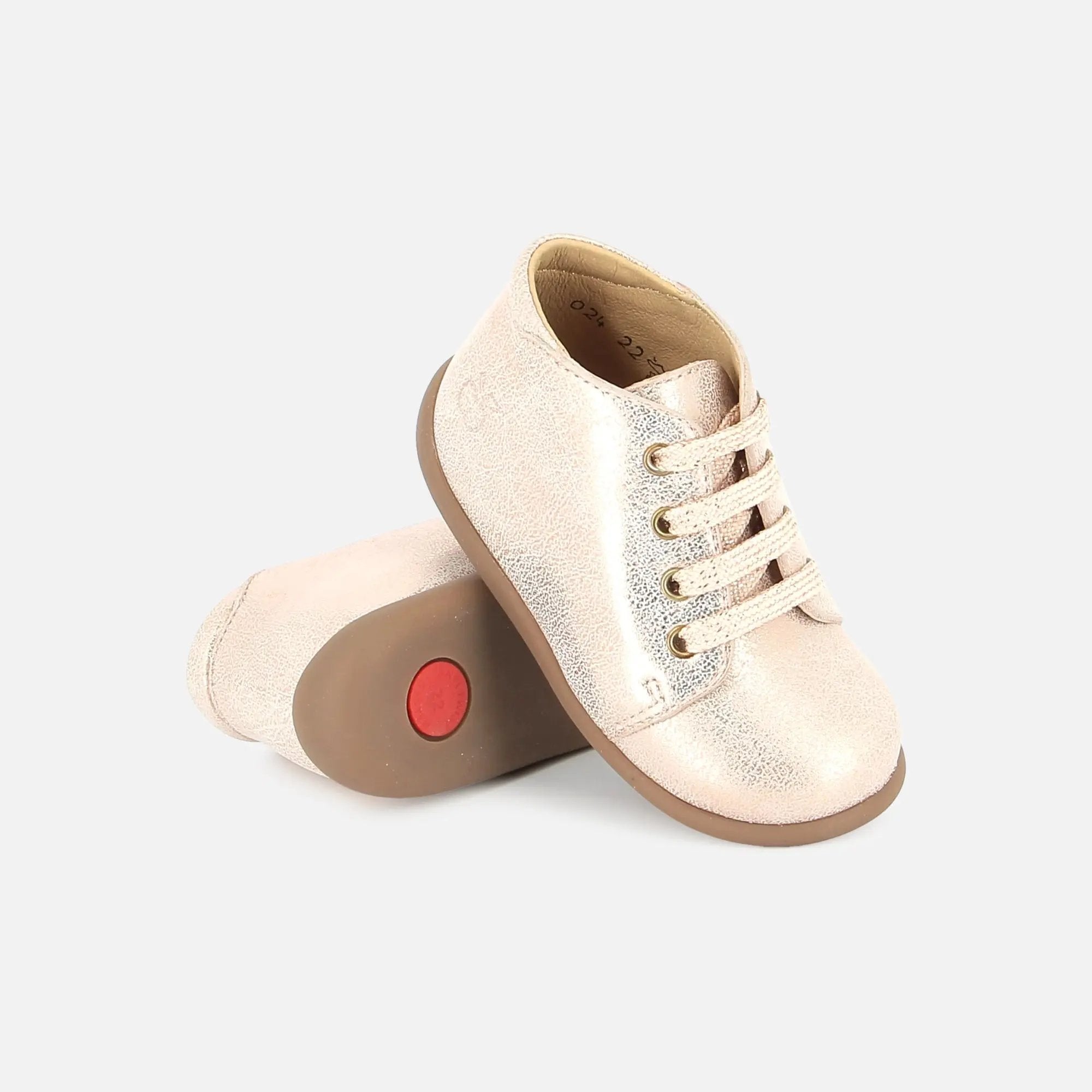 pom-d-api-stand-up-bottine-premiers-pas-fille-cuir-dor image 2