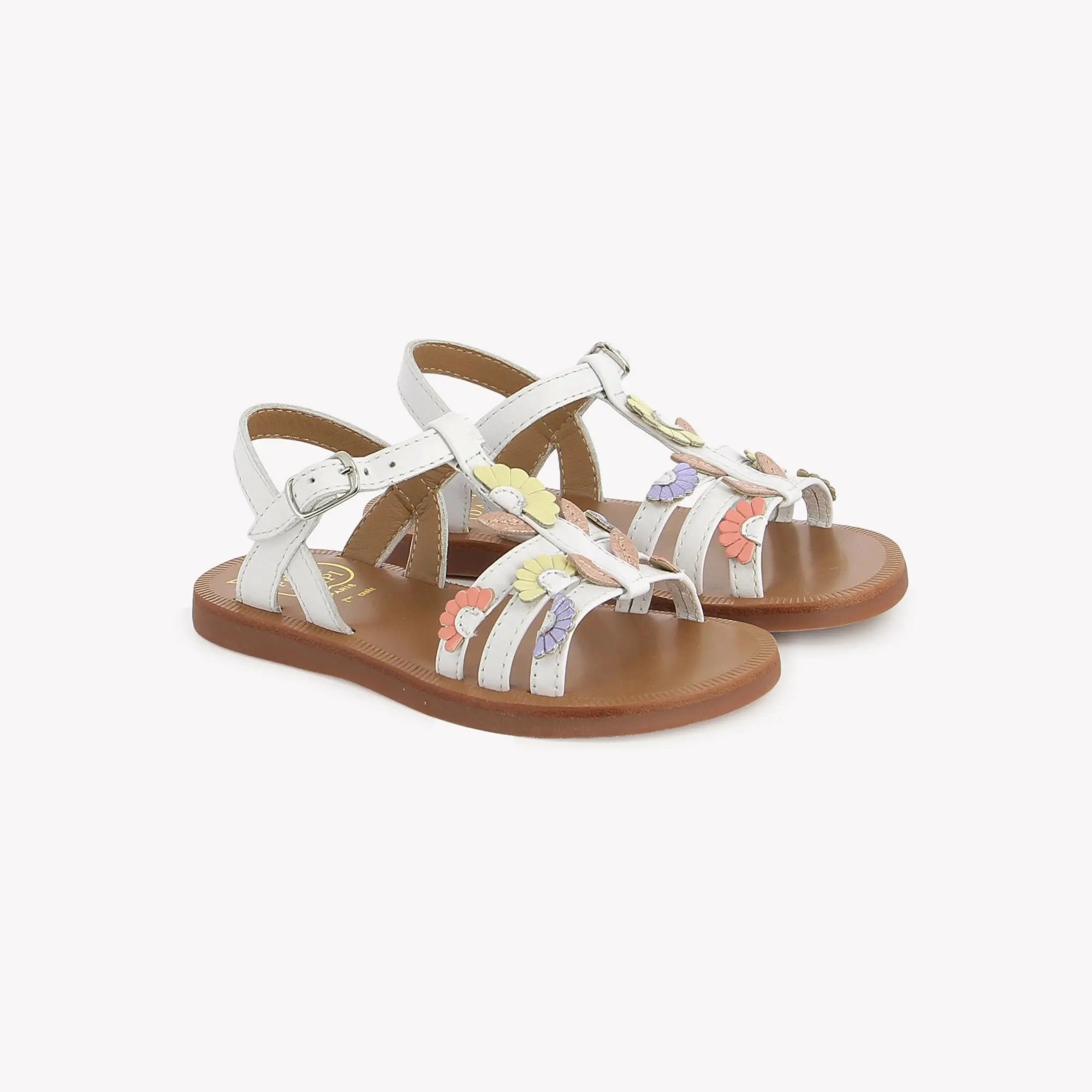 pom-d-api-plagette-multi-daisy-sandale-fille-nappa-blanc-multi-fresh image 1