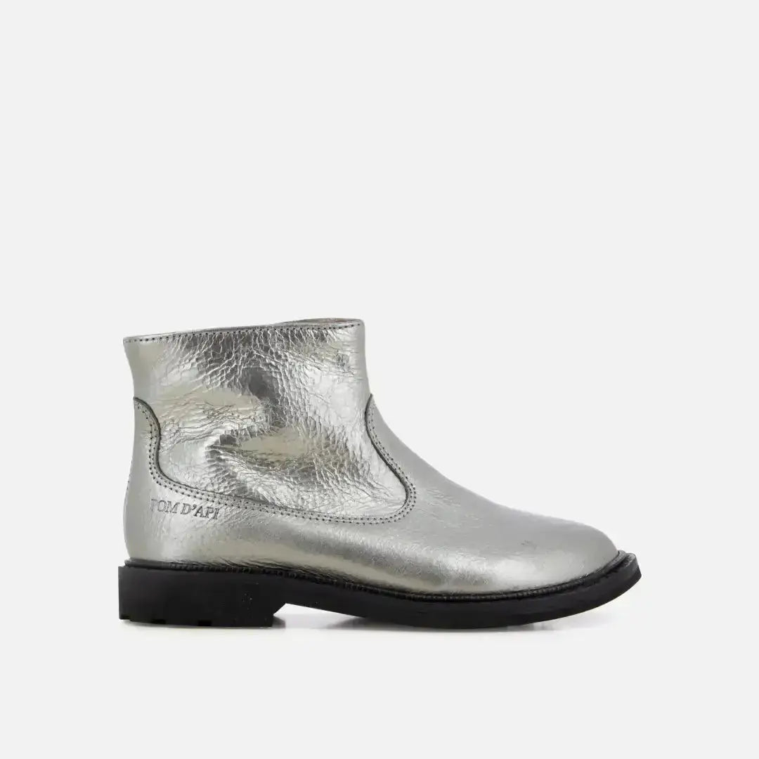pom-d-api-sister-boots-sl-bottine-enfant-argent-cuir-m-tallis-zip image 2