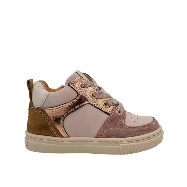 babybotte-arielle-chaussure-premiers-pas-fille-lacets-zip-nubuck-rose image 1