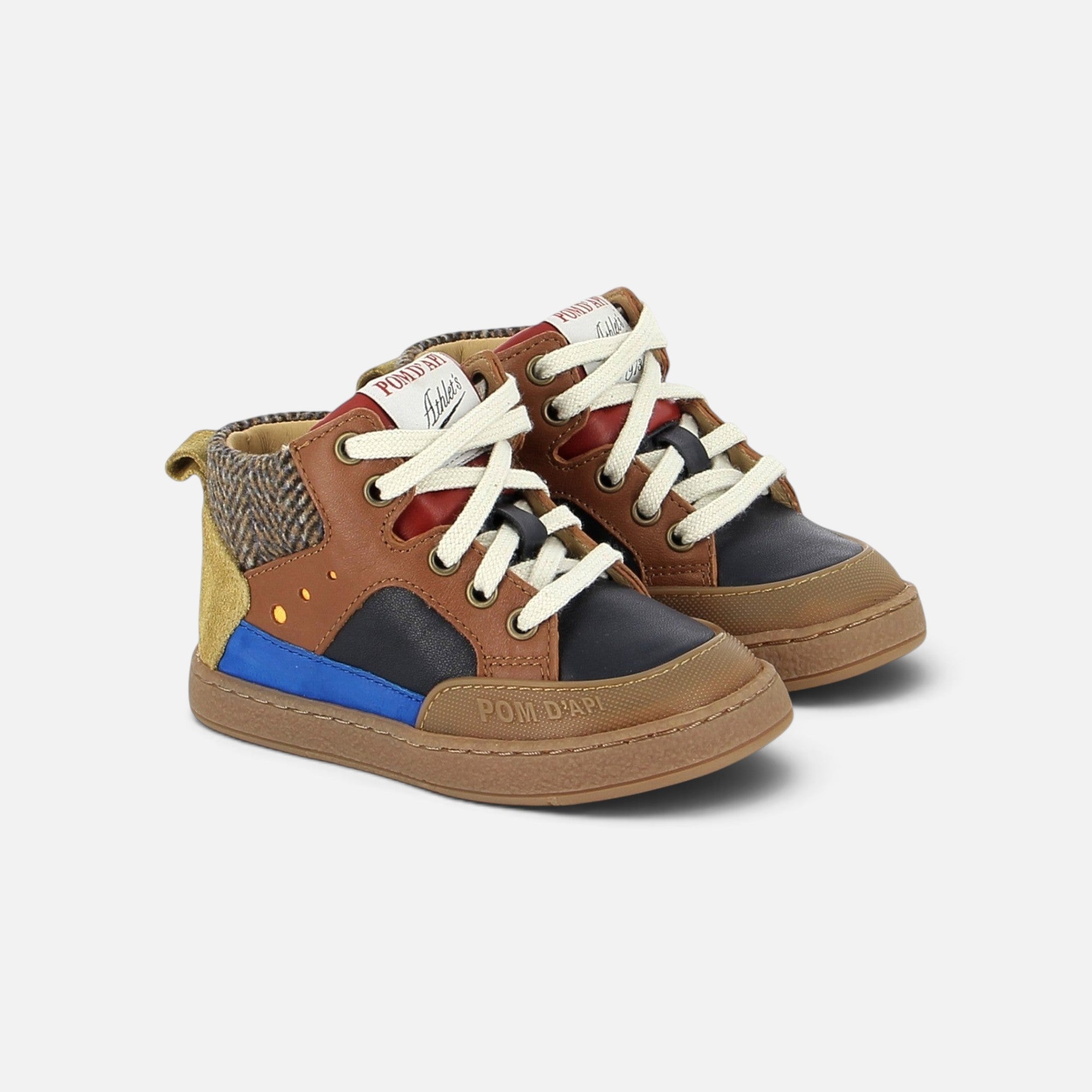 pom-d-api-mousse-bump-basket-enfant-velcro-marine-multi-cuir image 1