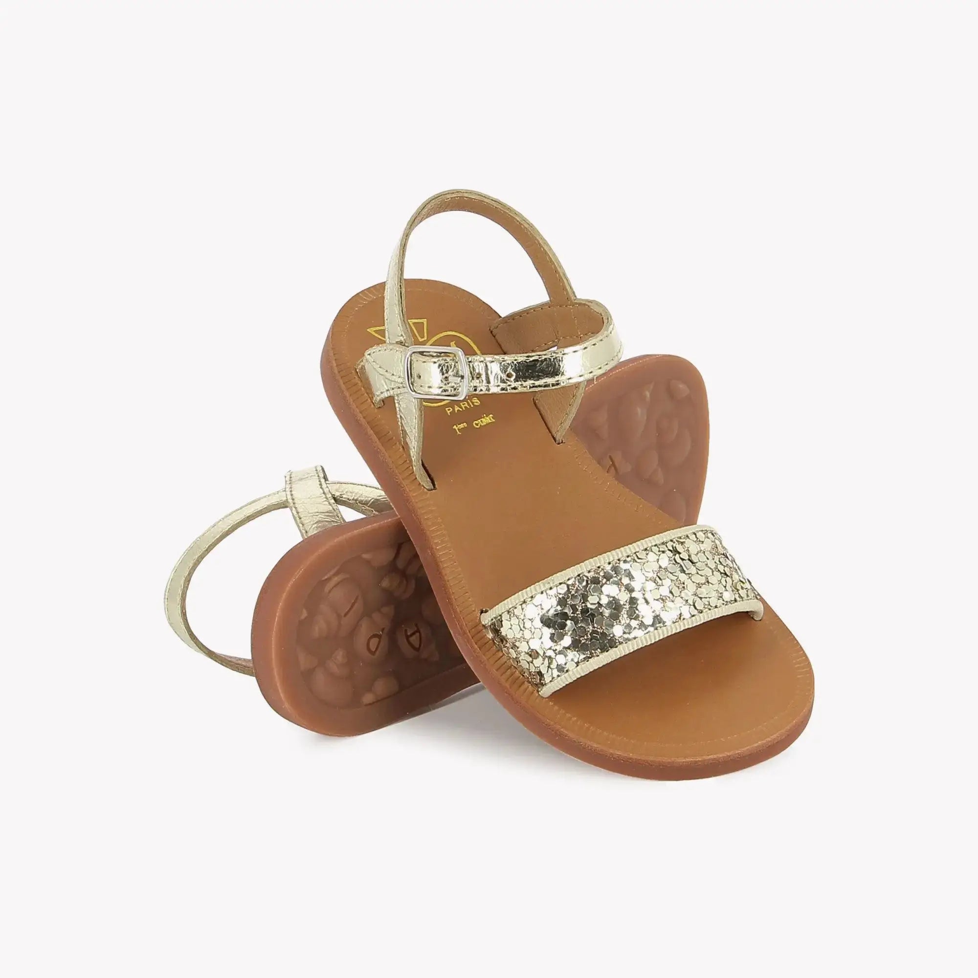 pom-d-api-plagette-buckle-tao-platine-or-sandale-fille image 2
