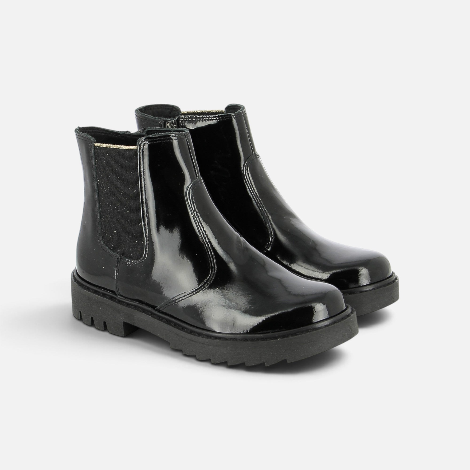 pom-d-api-sid-jodzip-boots-enfant-vernis-noir-semelle-noire image 1