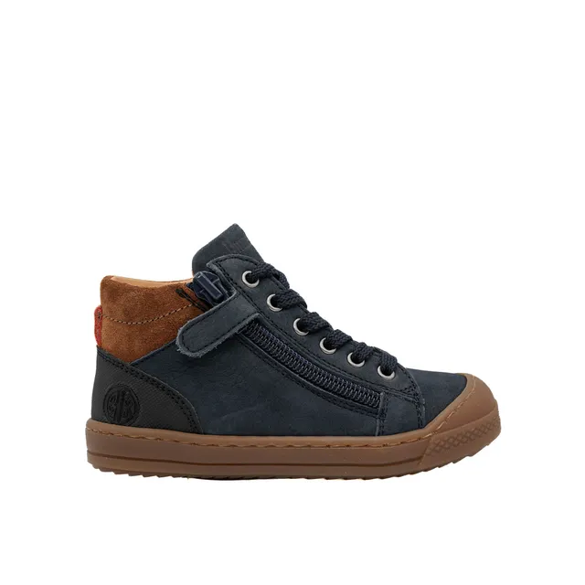 babybotte-kaky-blue-chaussure-gar-on-lacets-et-zip-nubuck-bleu image 1