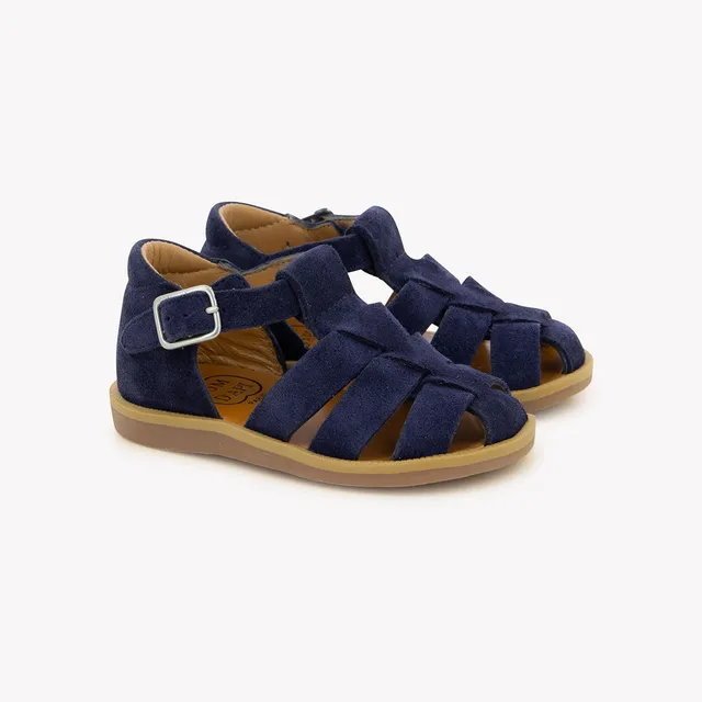 pom-d-api-poppy-daddy-sandale-premiers-pas-velours-marine image 1
