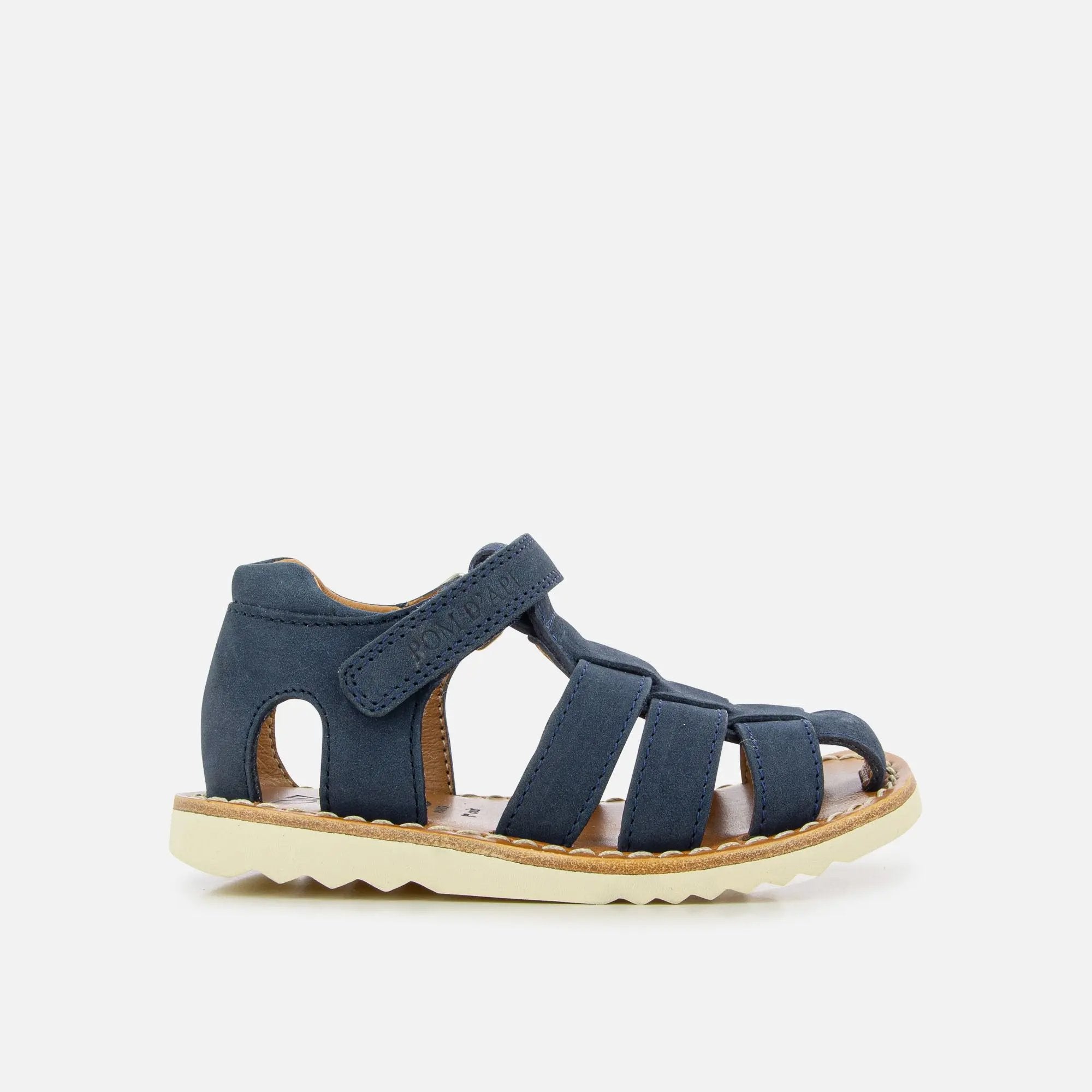 pom-d-api-waff-papy-sandale-premiers-pas-gar-on-nubuck-bleu image 2