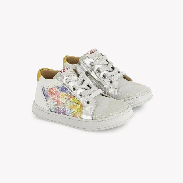 pom-d-api-mousse-zip-top-baskets-fille-premiers-pas-velours-glitter-blanc-multi image 1