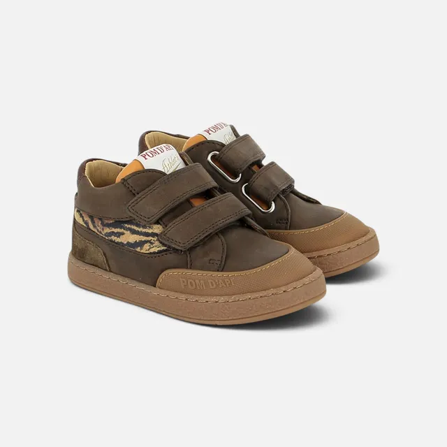 pom-d-api-mousse-backy-basket-enfant-cuir-brun-multi image 1