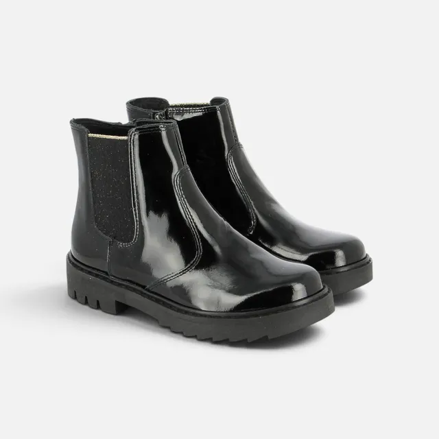 pom-d-api-sid-jodzip-boots-enfant-vernis-noir-semelle-noire image 1
