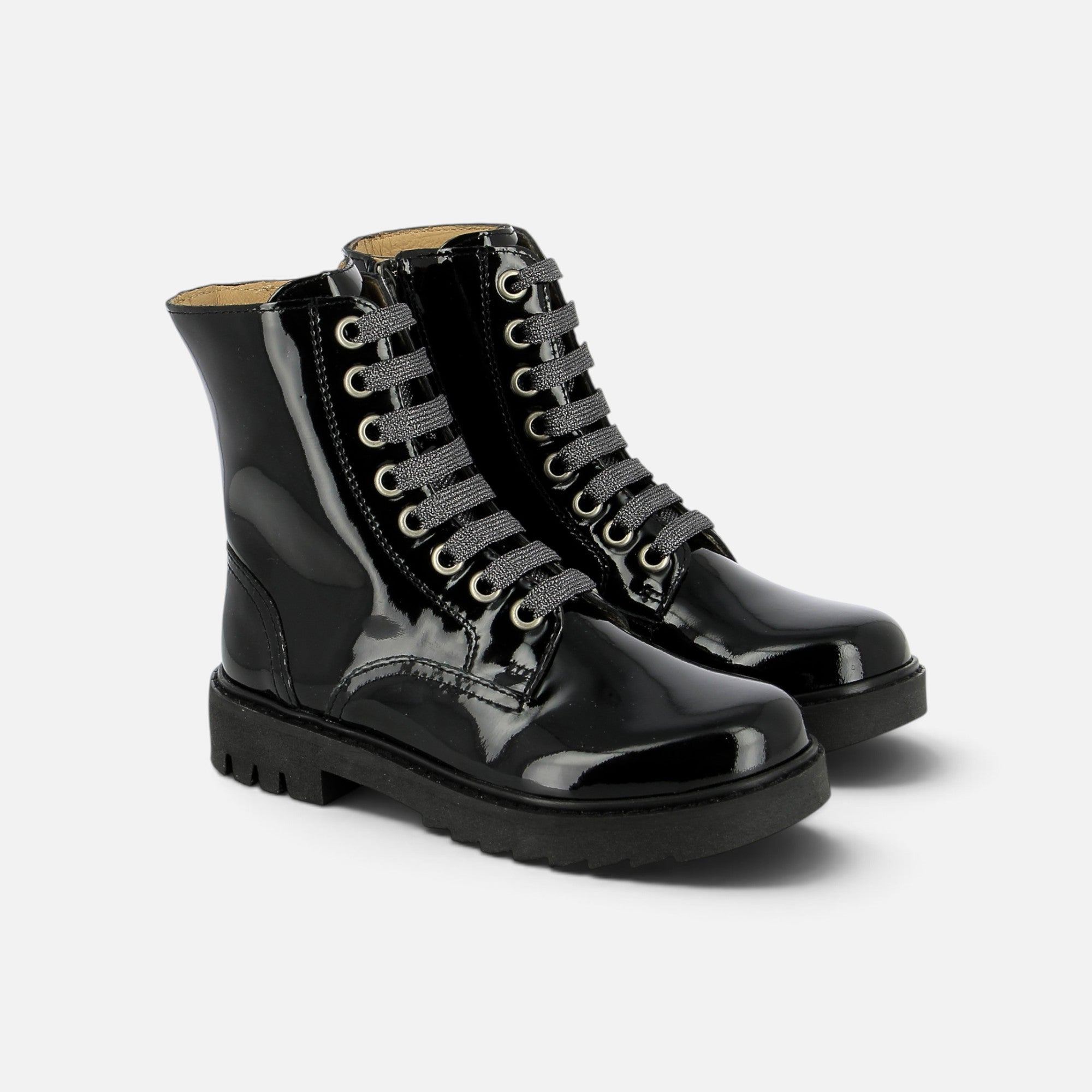 pom-d-api-sid-ranger-boots-vernis-noir-semelle-noire-fille image 1