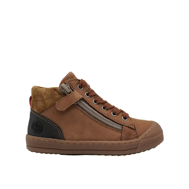 babybotte-kaky-chaussure-gar-on-cognac-nubuck-lacets-zip image 1
