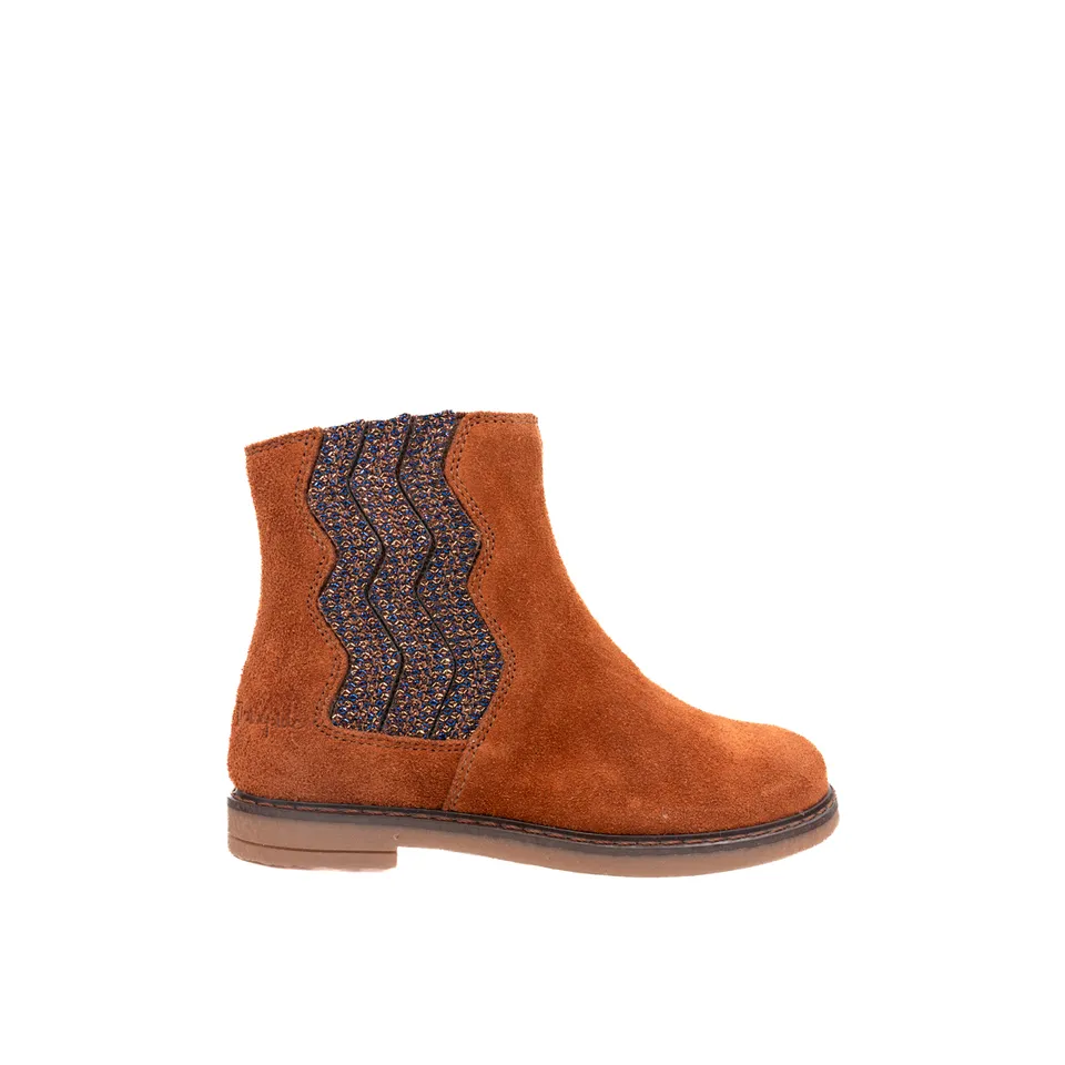 babybotte-klarisse-bottine-fille-zip-cognac-velours image 1