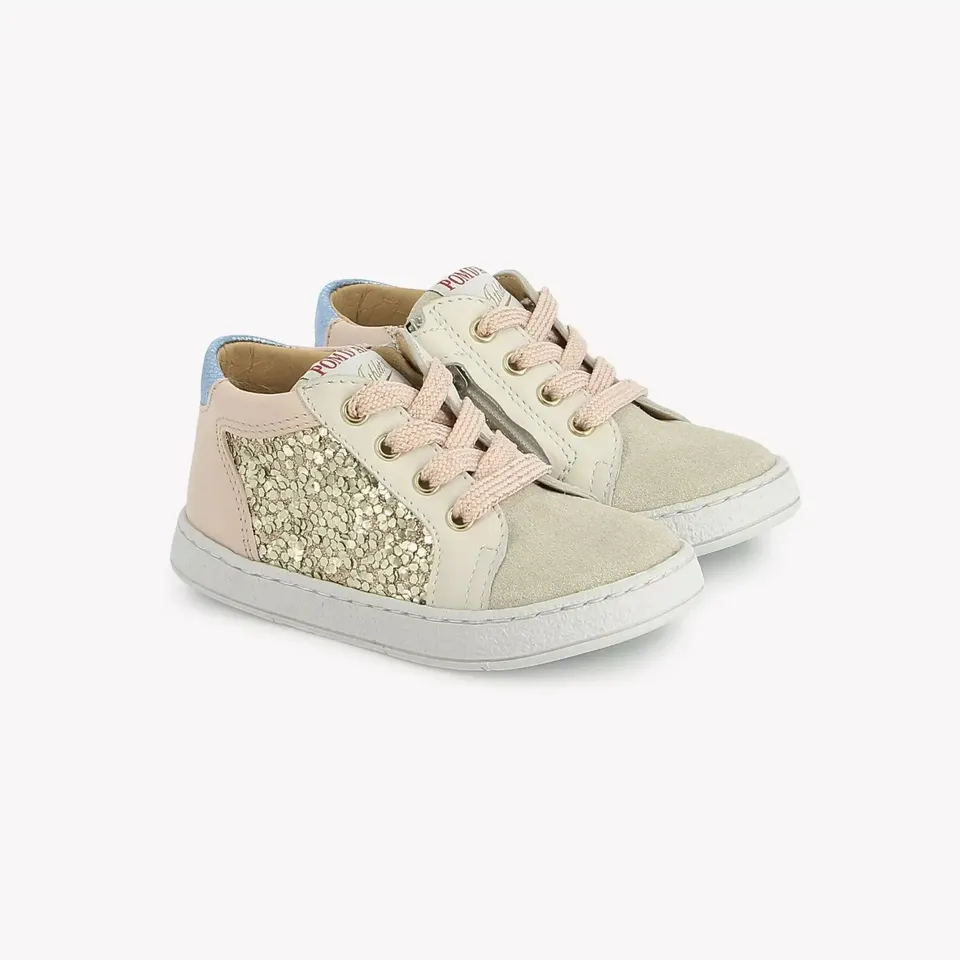 pom-d-api-mousse-zip-top-basket-fille-velours-glitter-crema-or image 1