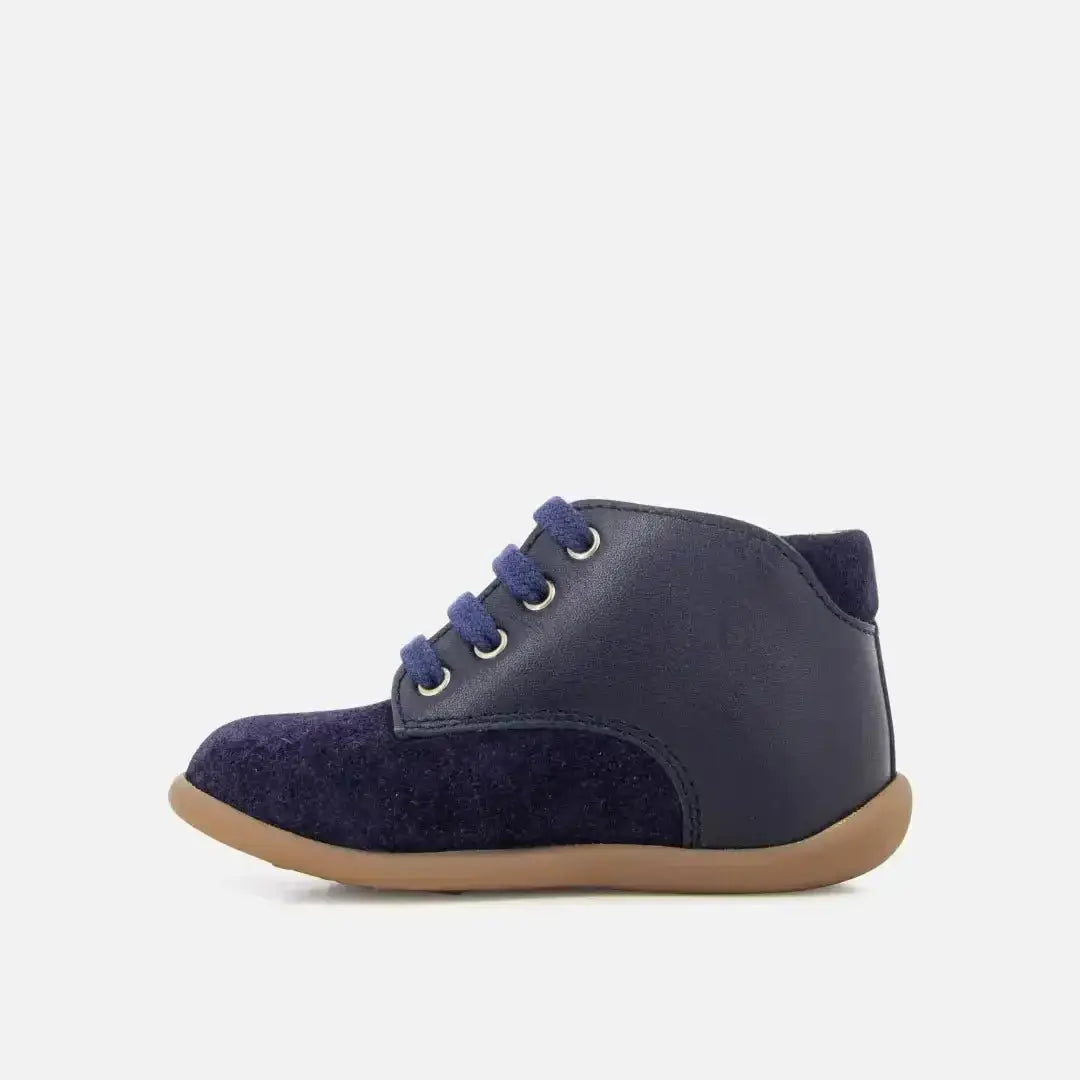 pom-d-api-stand-up-derby-premiers-pas-marine-cuir-lisse-velours image 3