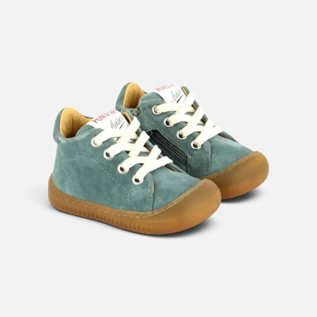 pom-d-api-yaka-walk-chaussure-barefoot-premiers-pas-gar-on-vert-cinero image 1